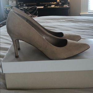 Nude colored sued pumps